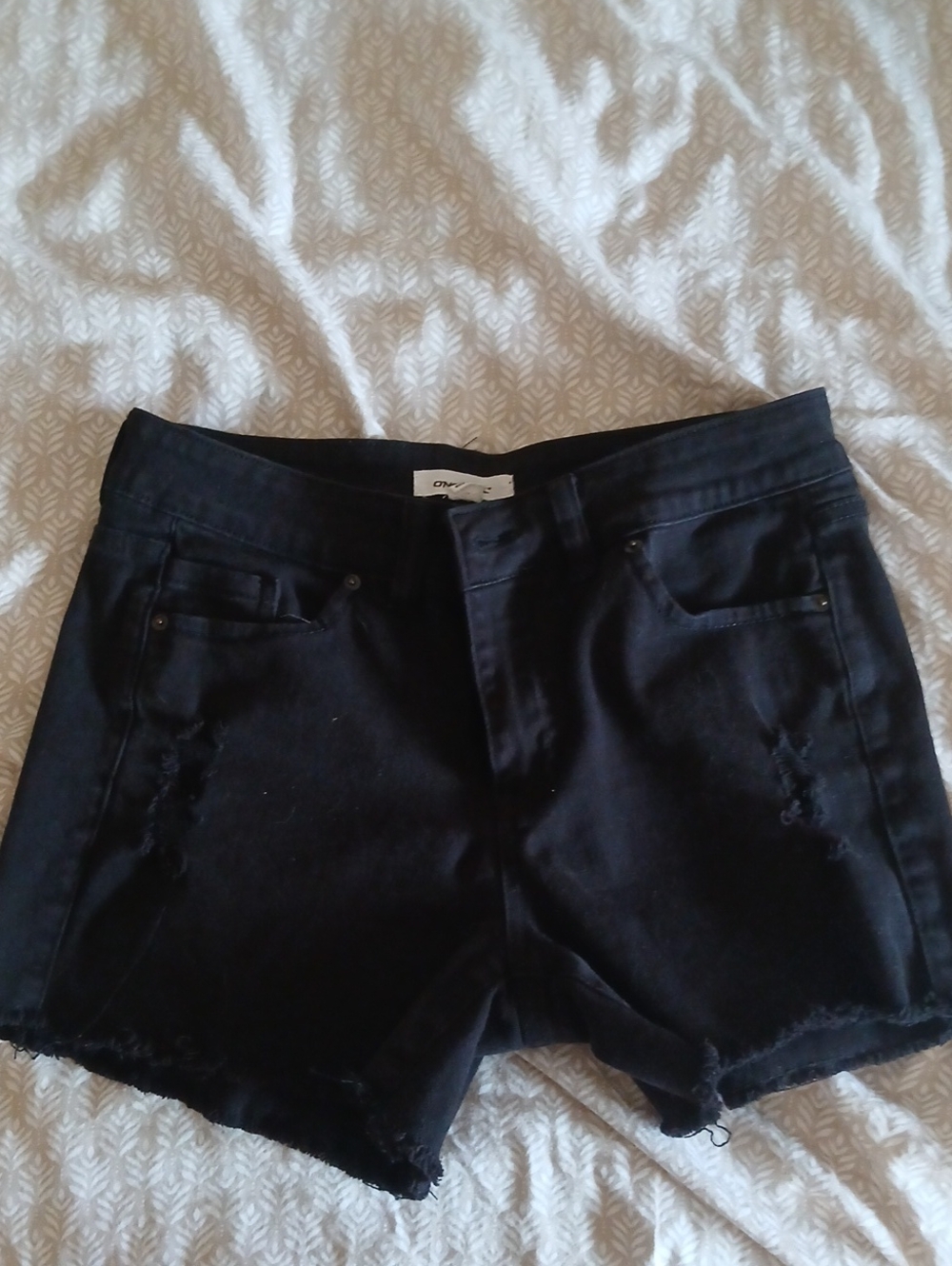 O'Neill Black Distressed Denim Jean Shorts